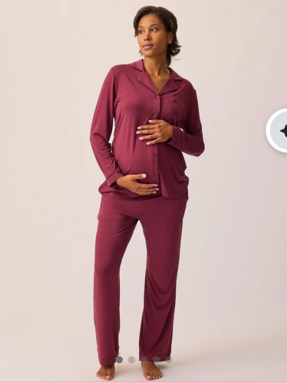NEW Kindred Bravely Bamboo Long-Sleeve Clea PJ Set in Burgundy